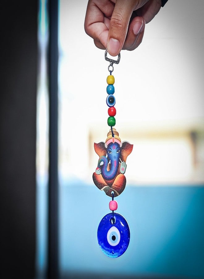 Hindcraft Home Decor - Evil Eye Ganesha Ji with Nazar Dosh Nivaran Yantra Hanging Showpiece | Vastu Decorative Items, Nazar Battu for Home Entrance, Car Decor, Hanging Decoration Items - Image 4